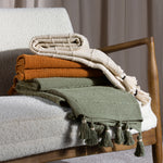 Yard Caliche Woven Tasselled Throw in Khaki