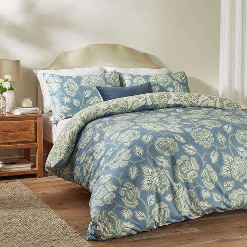 Floral Blue Bedding - Camellia Printed Soft Touch Duvet Cover Set French Blue Duvet Day