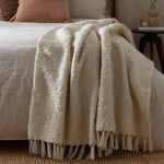 Plain Cream Throws - Candar Textured Boucle Throw Ecru Yard