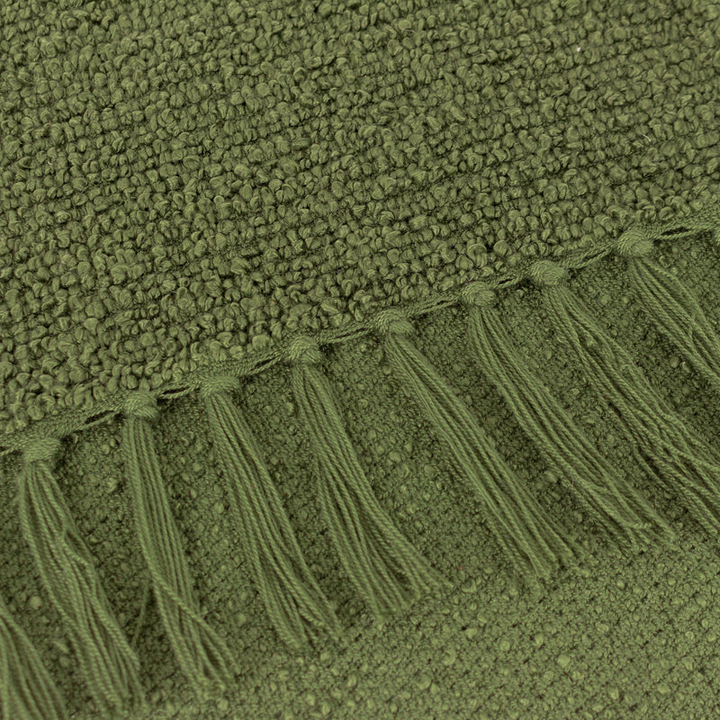 Plain Green Throws - Candar Textured Boucle Throw Khaki Yard