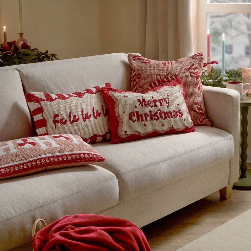  Pink Cushions - Candy Canes Tufted Cushion Cover Pink/Red Furn