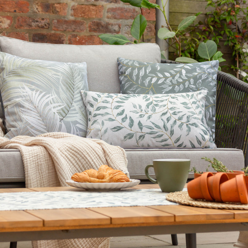 Floral White Cushions - Canina Rectangular Outdoor Floral Cushion Cover Off White Evans Lichfield