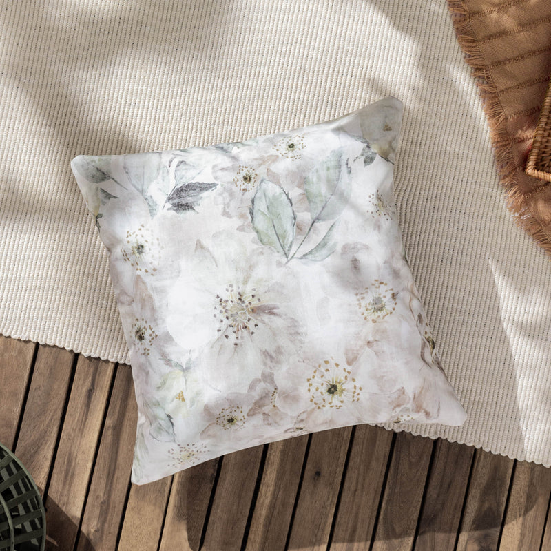 Floral White Cushions - Canina Outdoor Floral Cushion Cover Off White Evans Lichfield