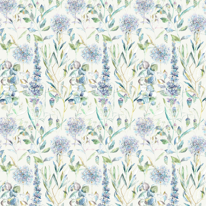 Floral Blue Fabric - Carneum Floral Printed Cotton Fabric Capri Cream Voyage Maison