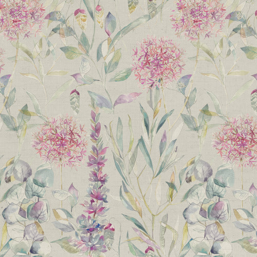 Floral Pink Fabric - Carneum Printed Cotton Fabric Sorbet Voyage Maison