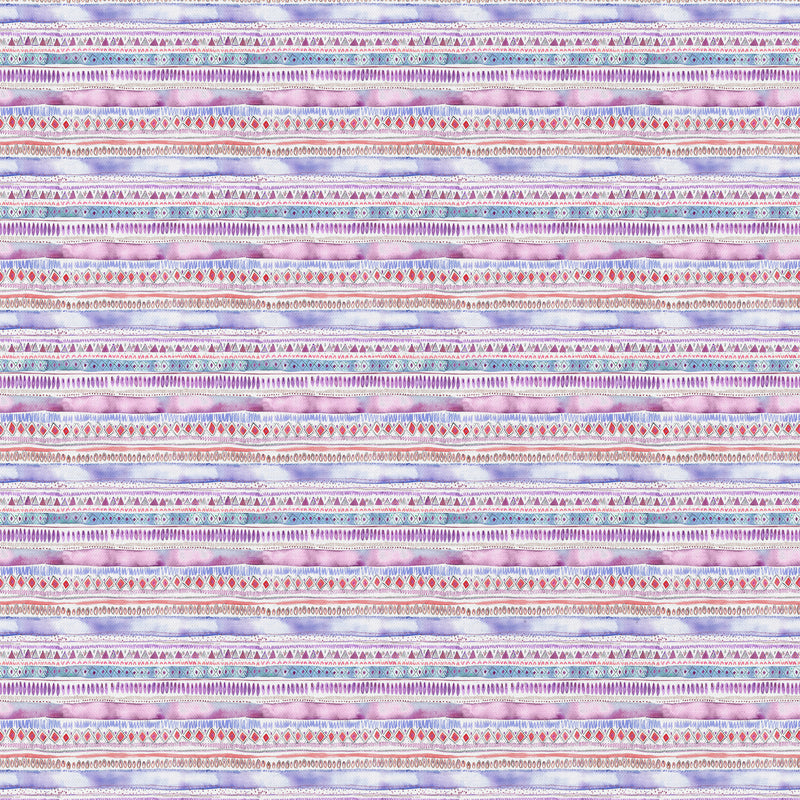 Striped Purple Fabric - Carnival Stripe Printed Cotton Fabric Blossom Voyage Maison