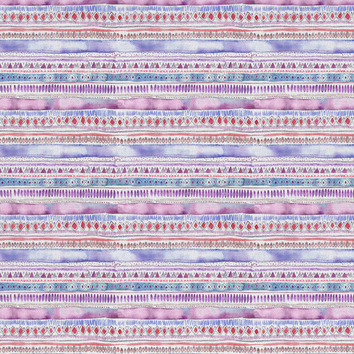 Striped Purple Fabric - Carnival Stripe Printed Cotton Fabric Blossom Voyage Maison