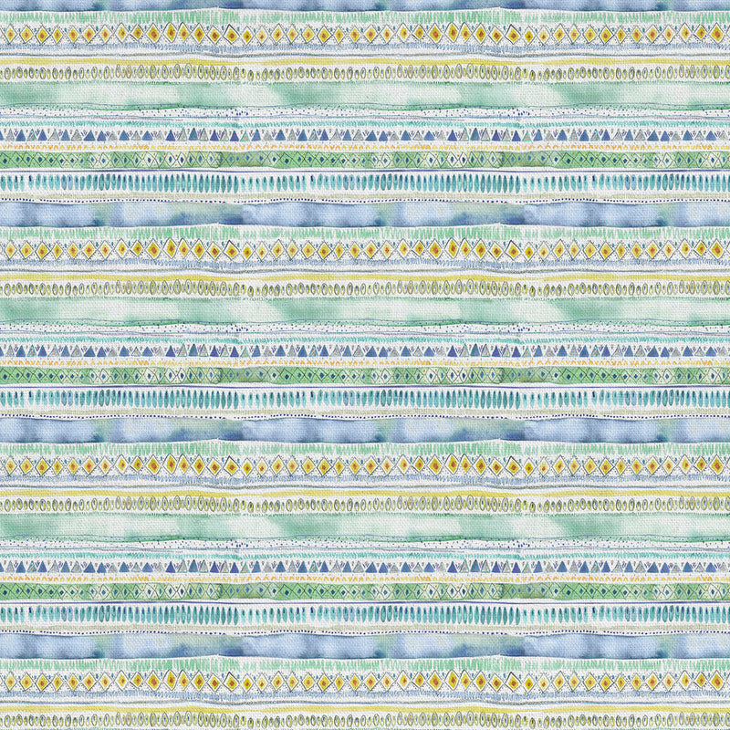 Carnival Stripe Printed Fabric Sample Swatch Lagoon