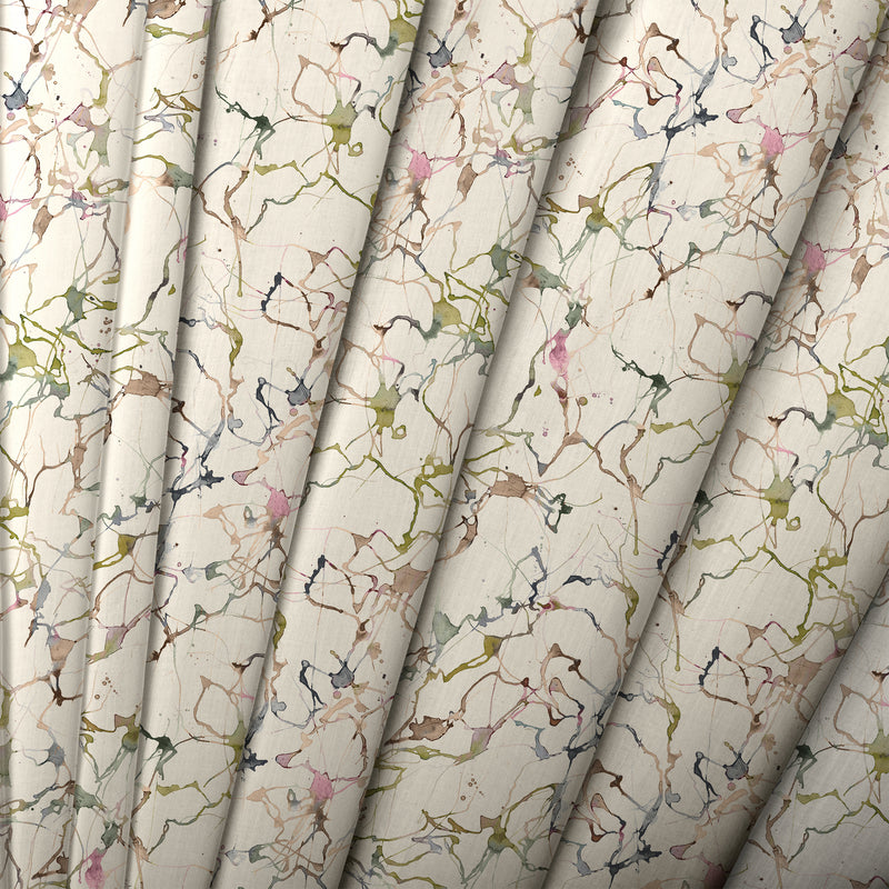 Abstract Green Fabric - Carrara Printed Cotton Fabric Meadow Additions