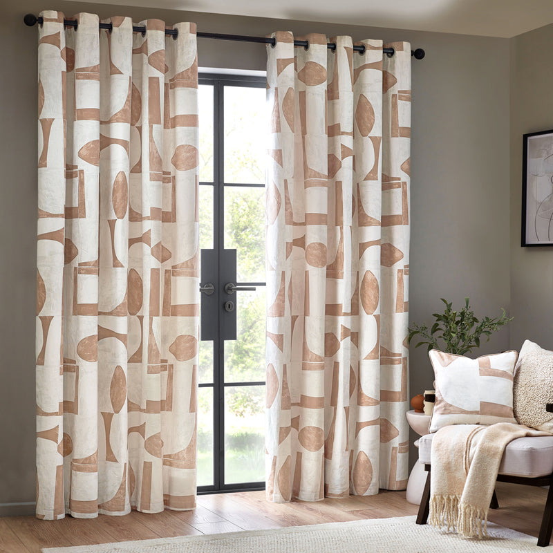 HÖEM Carro Abstract Eyelet Curtains in Clay