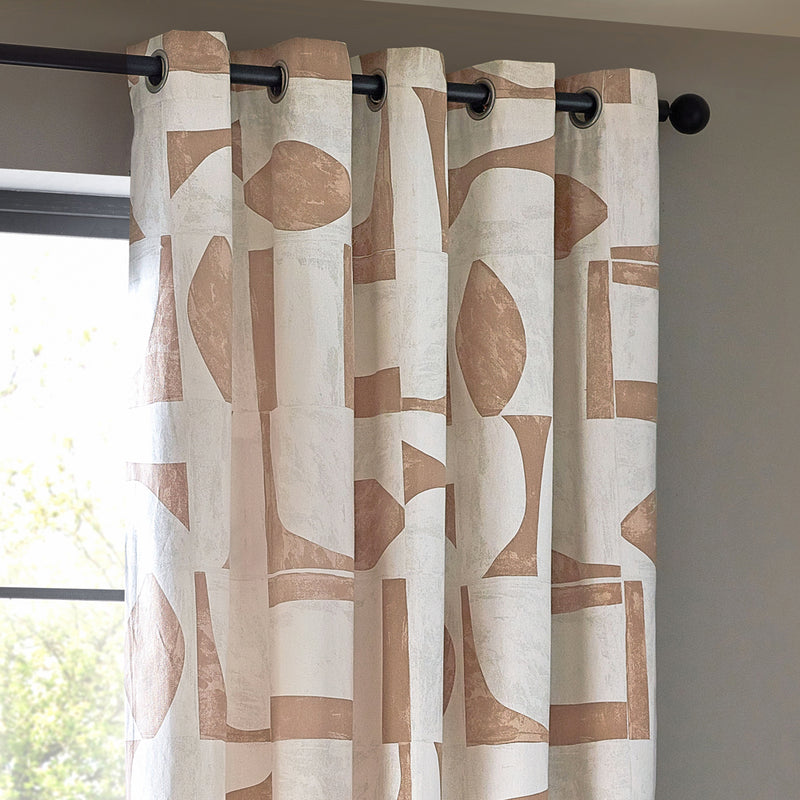 HÖEM Carro Abstract Eyelet Curtains in Clay