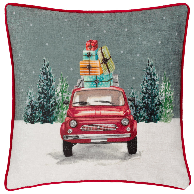 Car Scene Printed Cushion Multicolour