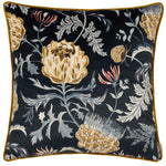 Evans Lichfield Chatsworth Artichoke Velvet Piped Cushion Cover in Midnight