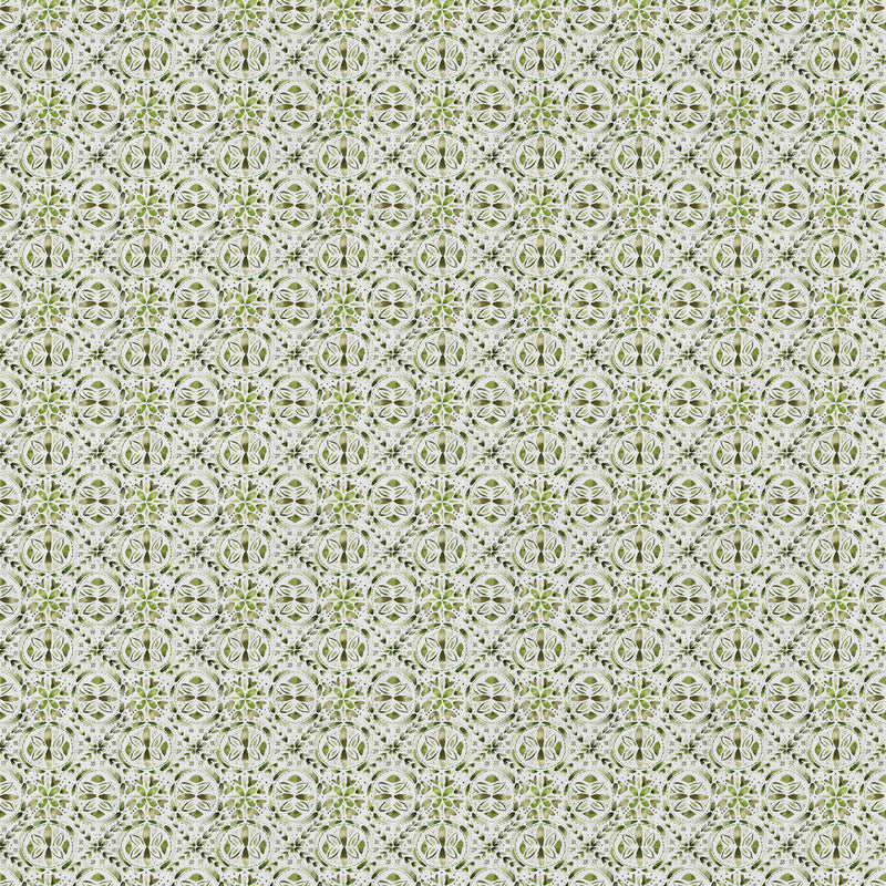 Geometric Green Fabric - Casia Printed Cotton Fabric (By The Metre) Sage Voyage Maison