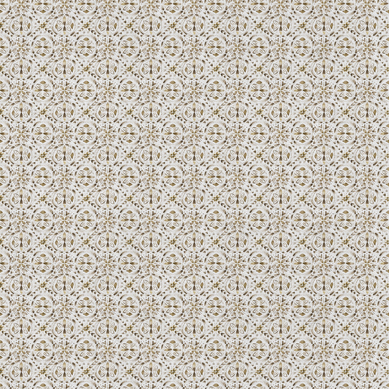 Geometric Beige Fabric - Casia Printed Cotton Fabric (By The Metre) Stone Voyage Maison