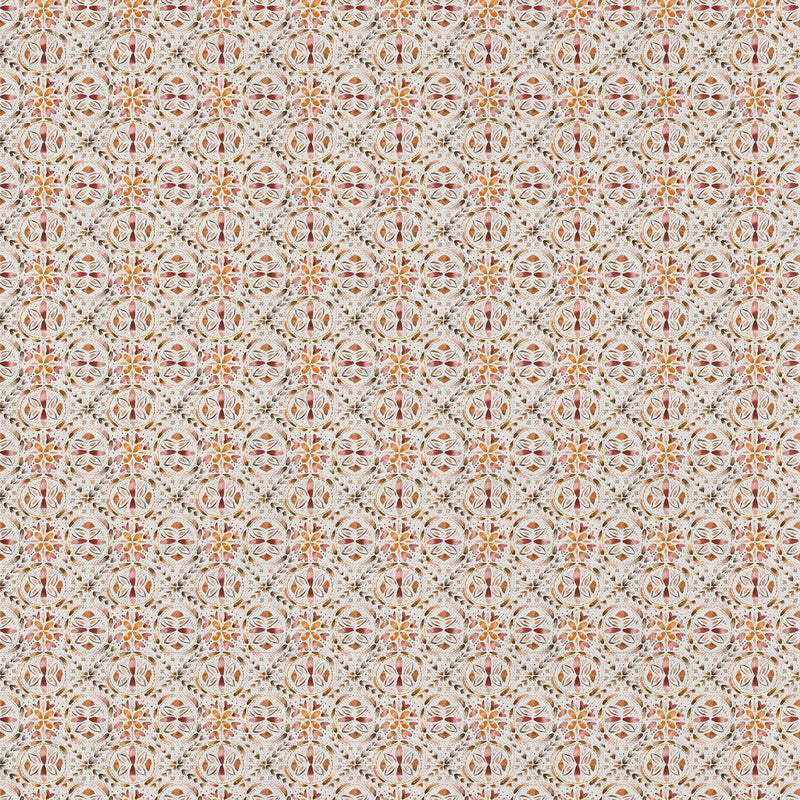 Geometric Orange Fabric - Casia Printed Cotton Fabric (By The Metre) Terracotta Voyage Maison