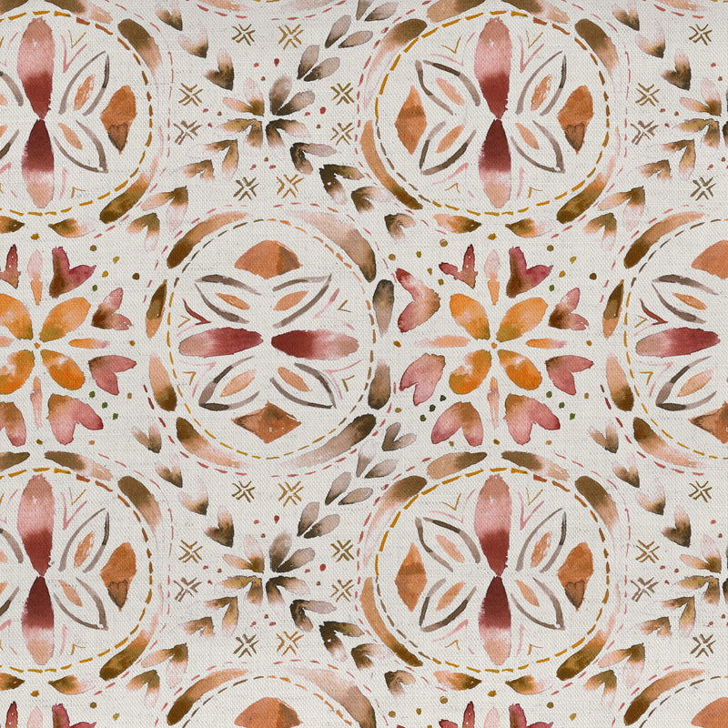 Geometric Orange Fabric - Casia Printed Cotton Fabric (By The Metre) Terracotta Voyage Maison