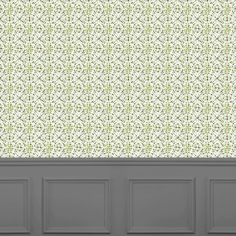 Abstract Green Wallpaper - Casia  1.4m Wide Width Wallpaper (By The Metre) Sage Voyage Maison