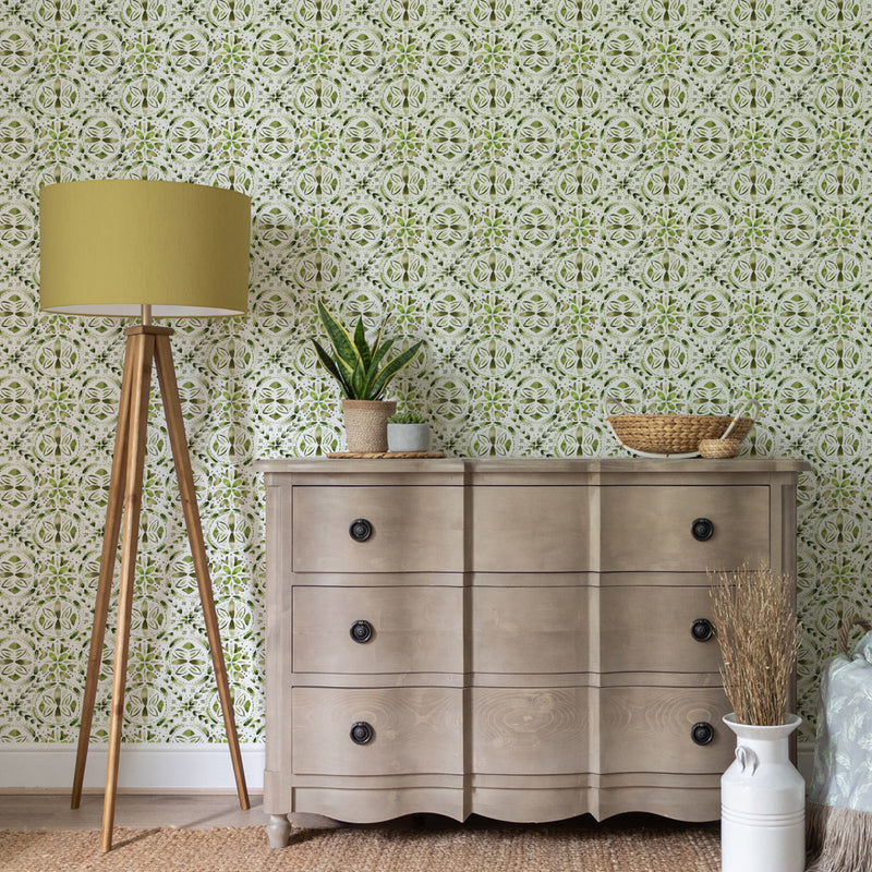 Abstract Green Wallpaper - Casia  1.4m Wide Width Wallpaper (By The Metre) Sage Voyage Maison