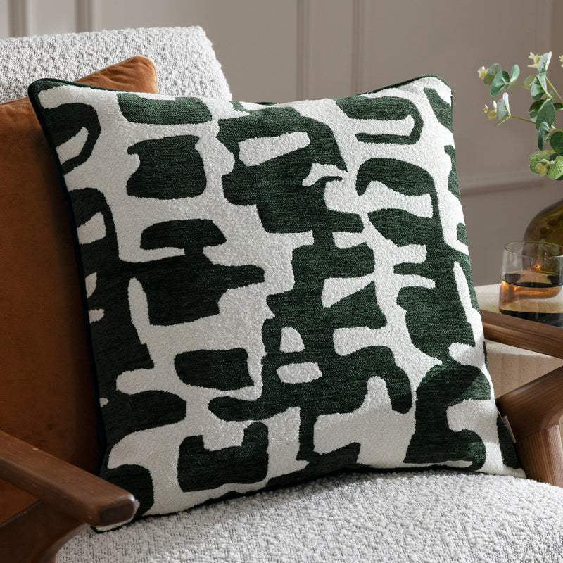 Abstract Green Cushions - Caval Boucle Jacquard Cushion Cover Ivy Green HÖEM