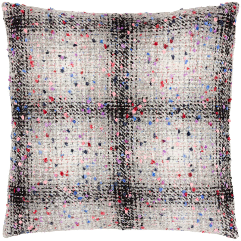 Heya Home Connie Check Cushion Cover in Grey/Black