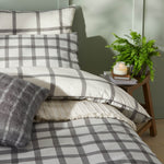 Check Grey Bedding - Canberra Check Printed Duvet Cover Set Grey/Neutral furn.