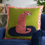 furn. Coral Cheetah Cushion Cover in Coral