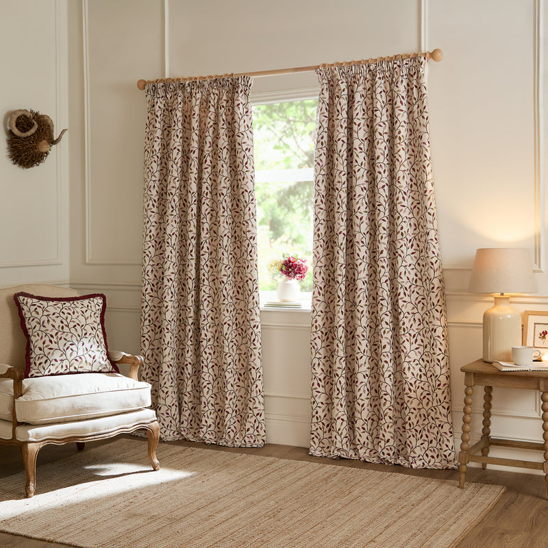 Cervino Jacquard Room Darkening Pencil Pleat Curtains Damson