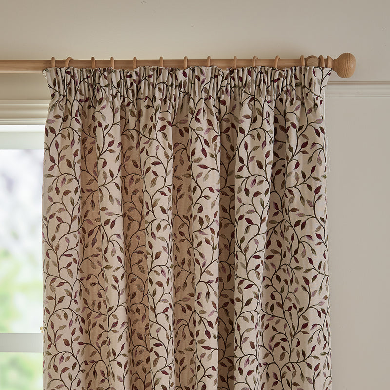 Floral Purple Curtains - Cervino Jacquard Room Darkening Pencil Pleat Curtains Damson Voyage Maison