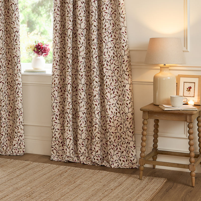 Cervino Jacquard Room Darkening Pencil Pleat Curtains Damson