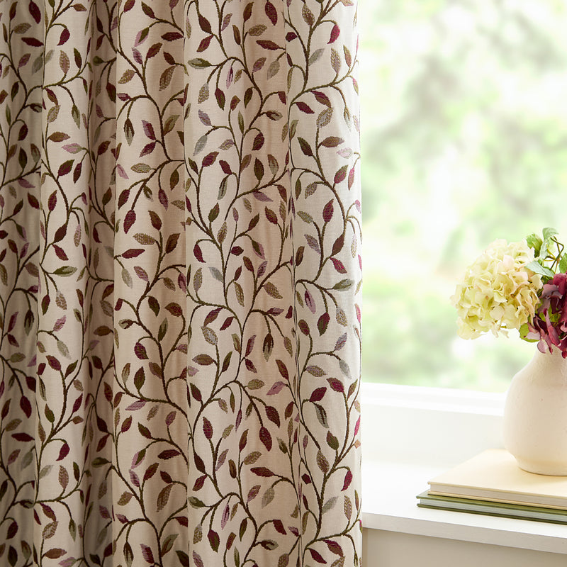 Floral Purple Curtains - Cervino Jacquard Room Darkening Pencil Pleat Curtains Damson Voyage Maison