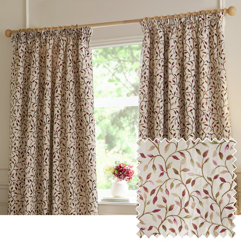 Floral Purple Curtains - Cervino Jacquard Room Darkening Pencil Pleat Curtains Damson Voyage Maison