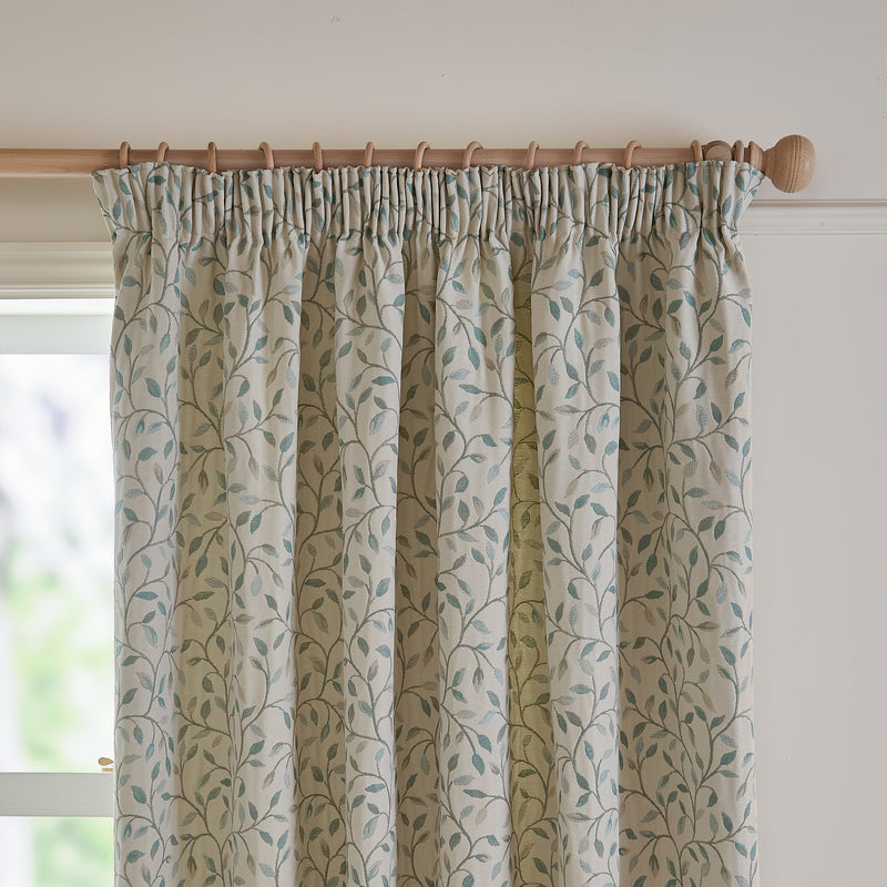 Cervino Jacquard Room Darkening Pencil Pleat Curtains Duck Egg
