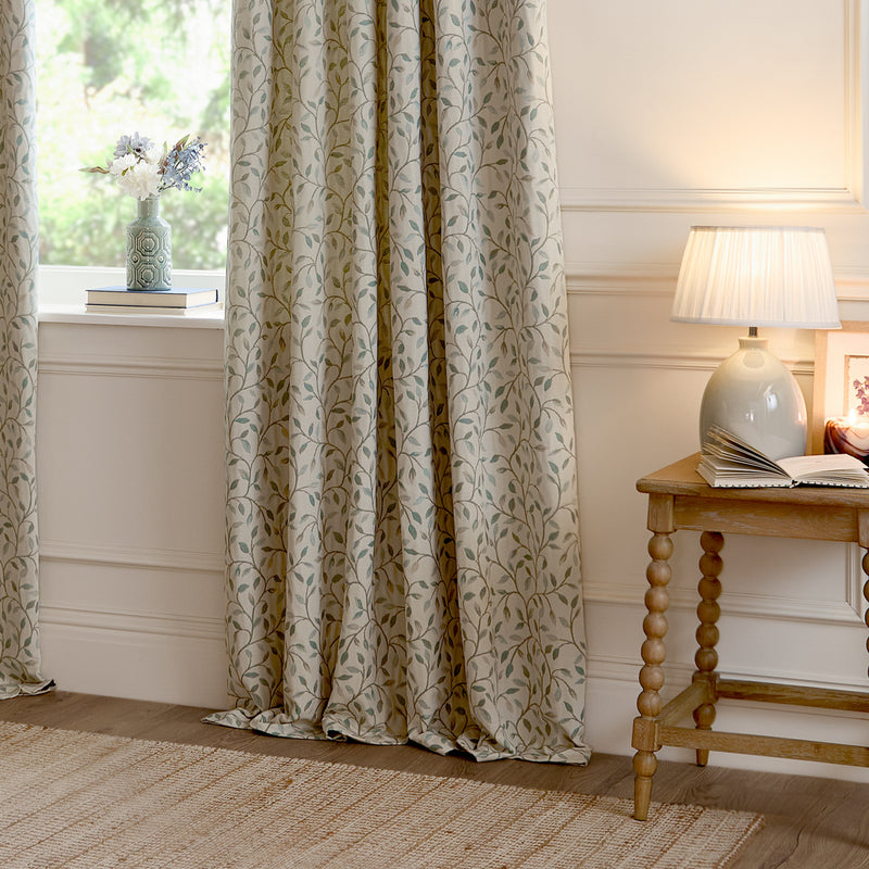 Cervino Jacquard Room Darkening Pencil Pleat Curtains Duck Egg