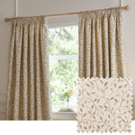 Cervino Jacquard Room Darkening Pencil Pleat Curtains Lichen