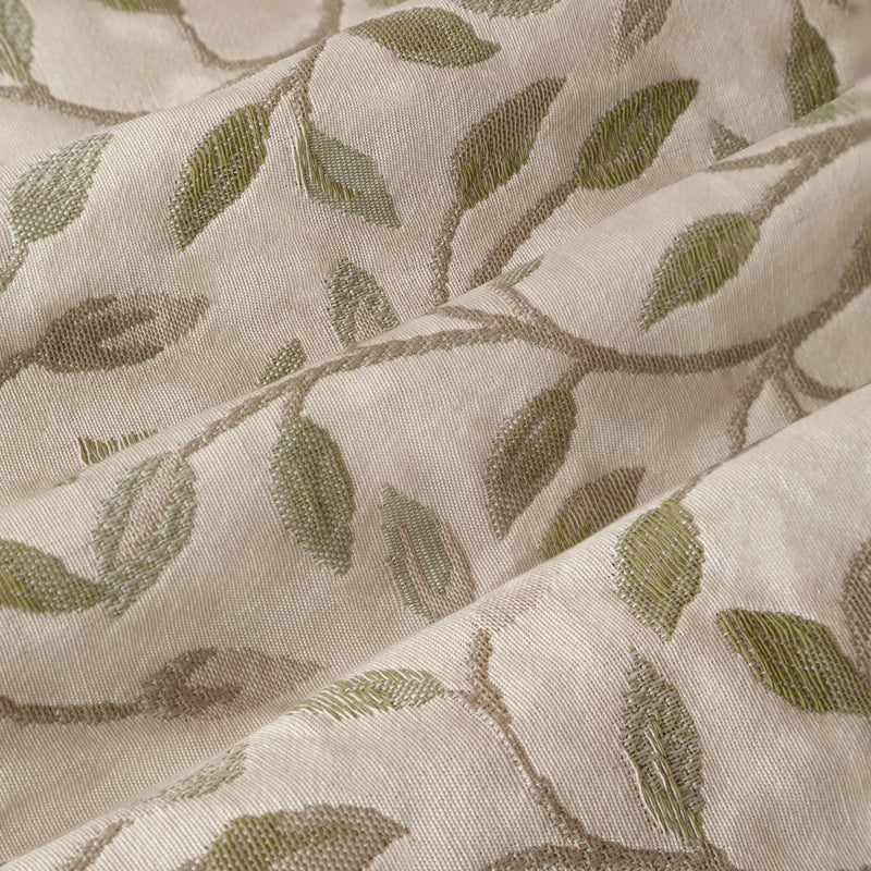 Floral Green Curtains - Cervino Jacquard Room Darkening Pencil Pleat Curtains Lichen Voyage Maison