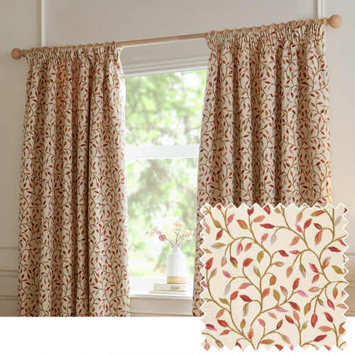 Floral Beige Curtains - Cervino Jacquard Room Darkening Pencil Pleat Curtains Rednut Voyage Maison