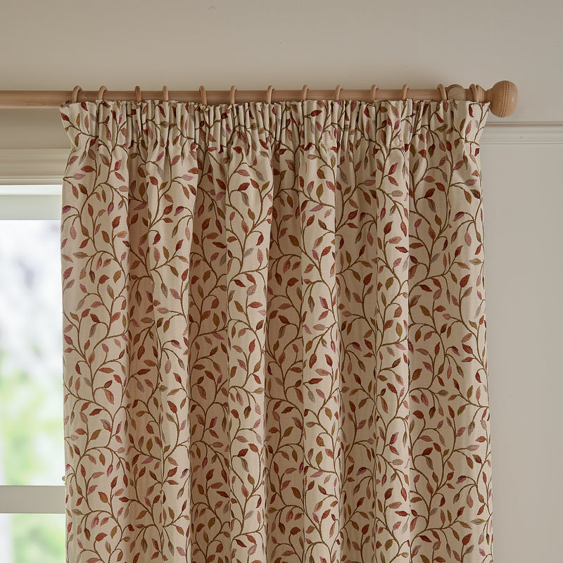 Cervino Jacquard Room Darkening Pencil Pleat Curtains Rednut