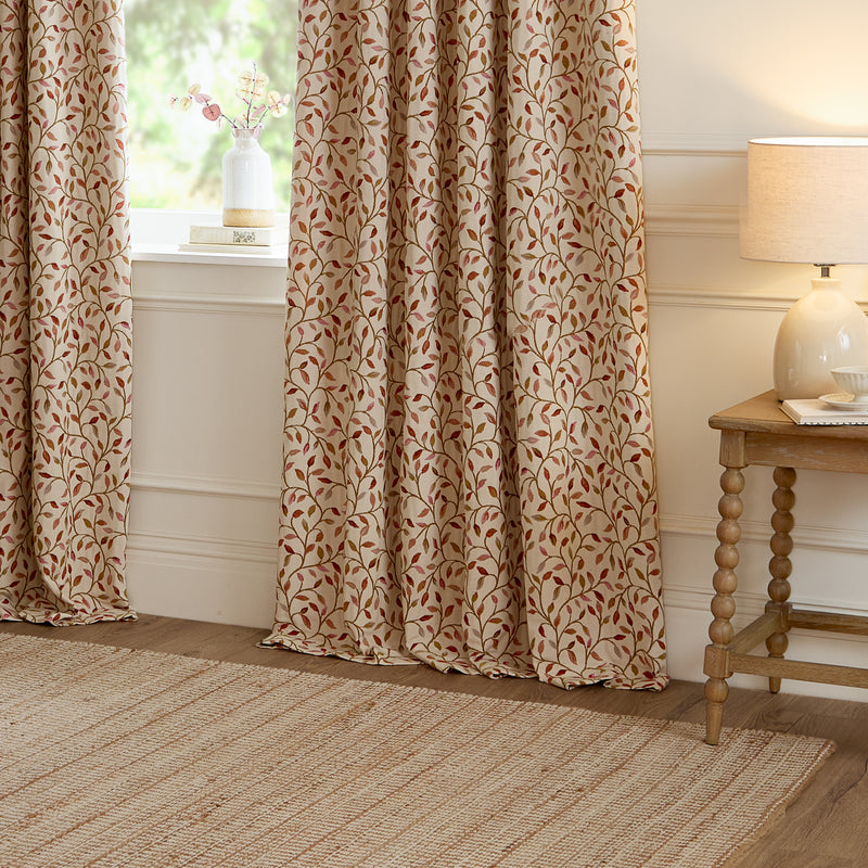 Cervino Jacquard Room Darkening Pencil Pleat Curtains Rednut
