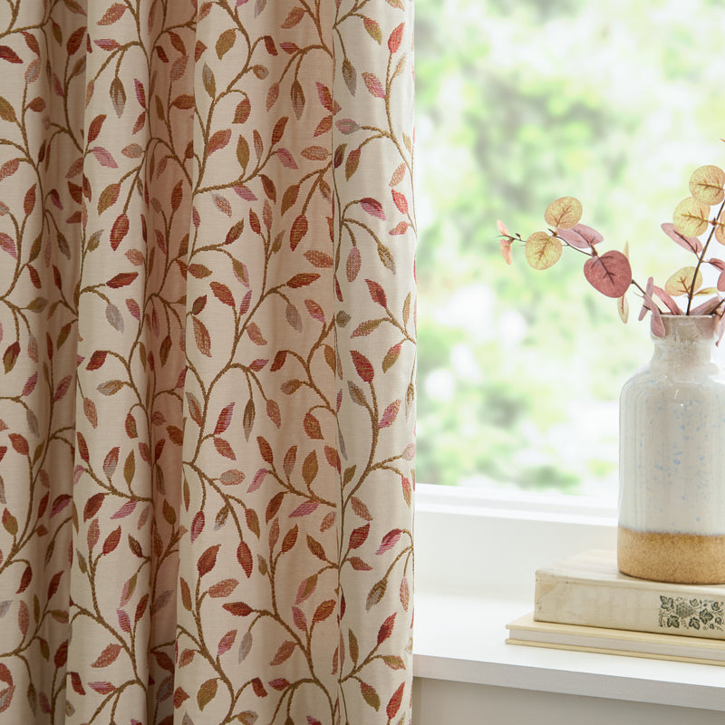 Floral Beige Curtains - Cervino Jacquard Room Darkening Pencil Pleat Curtains Rednut Voyage Maison