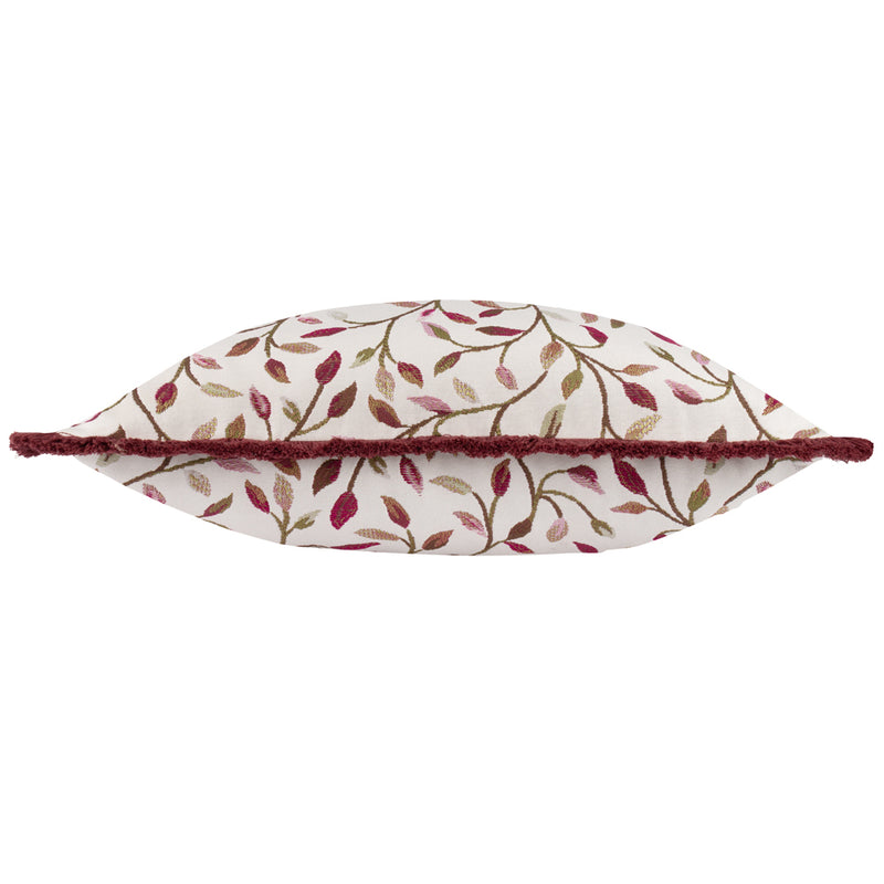 Floral Pink Cushions - Cervino Fringed Jacquard Cushion Cover Damson Voyage Maison