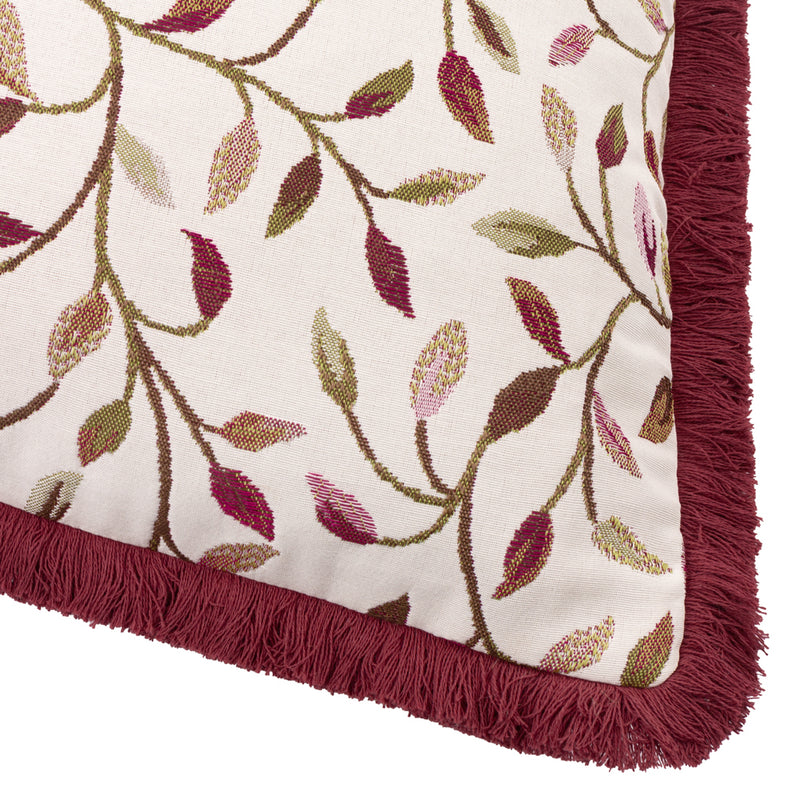 Floral Pink Cushions - Cervino Fringed Jacquard Cushion Cover Damson Voyage Maison