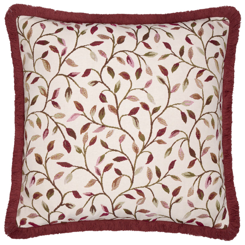 Floral Pink Cushions - Cervino Fringed Jacquard Cushion Cover Damson Voyage Maison