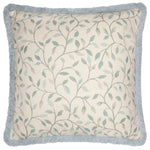 Floral Blue Cushions - Cervino Fringed Jacquard Cushion Cover Duck Egg Voyage Maison