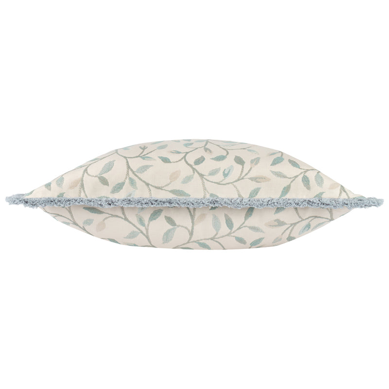 Floral Blue Cushions - Cervino Fringed Jacquard Cushion Cover Duck Egg Voyage Maison
