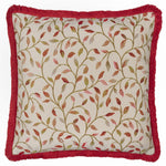 Floral Red Cushions - Cervino Fringed Jacquard Cushion Cover Rednut Voyage Maison