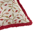 Floral Red Cushions - Cervino Fringed Jacquard Cushion Cover Rednut Voyage Maison