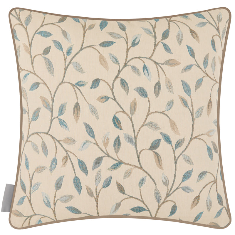 Floral Blue Cushions - Cervino Woven Jaquard Feather Filled Cushions Duck Egg Voyage Maison