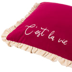 Plain Red Cushions - Cest La Vie Embroidered Cushion Cover Berry furn.