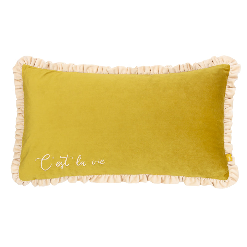 Plain Green Cushions - Cest La Vie Embroidered Cushion Cover Green furn.